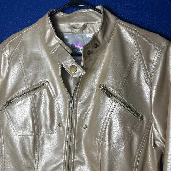 Frida G. London Women's Faux Leather Moto Jacket Large #56-10 - Picture 2 of 10